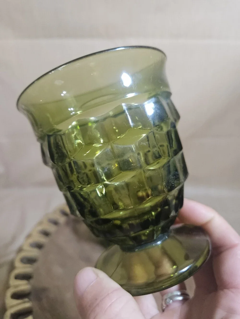 2 Indiana Whitehall Colony Vintage Glass Footed Tumblers